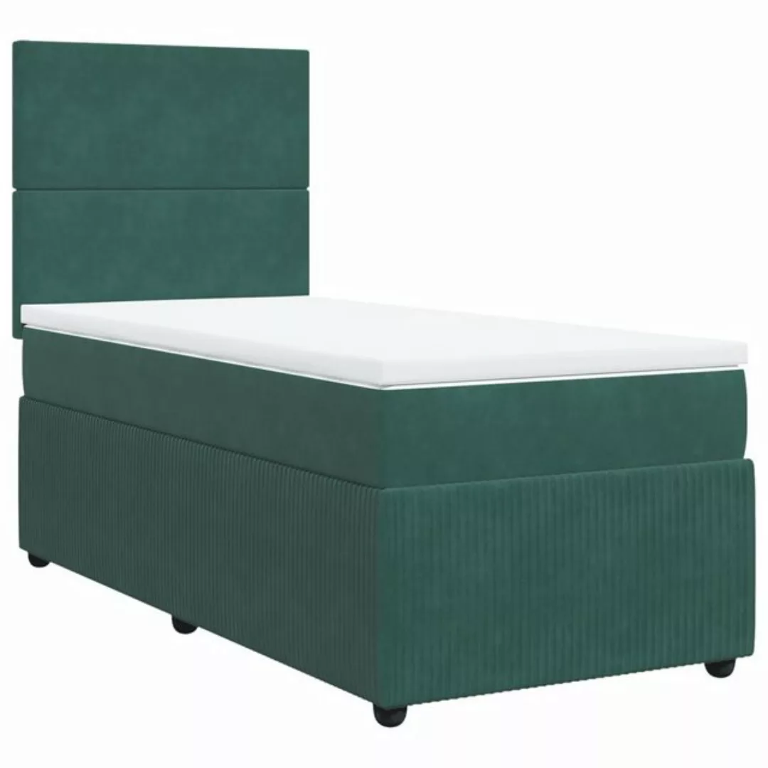 vidaXL Bett Boxspringbett mit Matratze Dunkelgrün 90x190 cm Samt günstig online kaufen