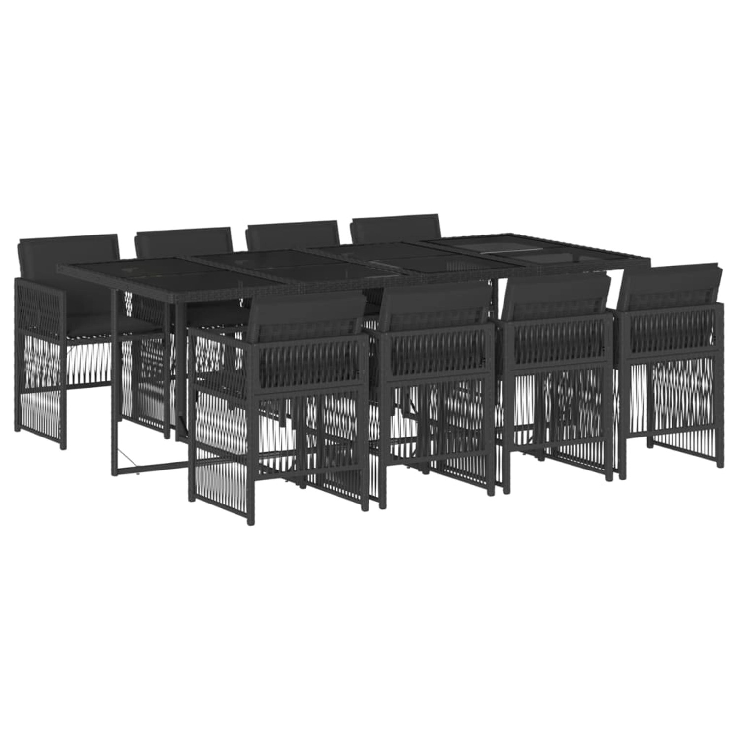 vidaXL 9-Tlg Garten-Essgruppe mit Kissen Schwarz Poly Rattan 3210919 günstig online kaufen
