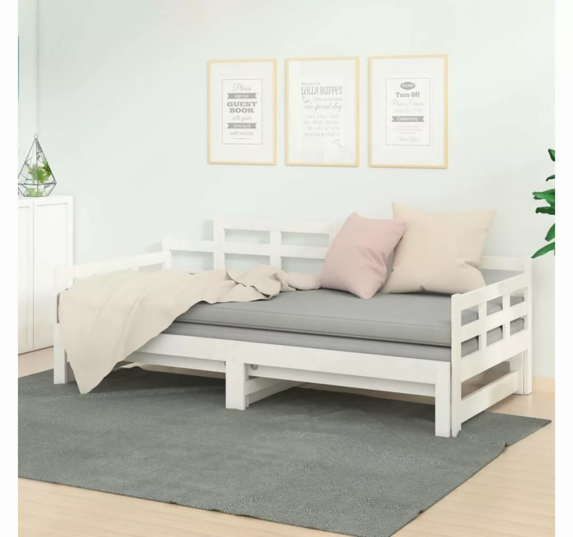 vidaXL Gästebett Tagesbett Gästebett Ausziehbar Weiß Massivholz Kiefer 2x90 günstig online kaufen