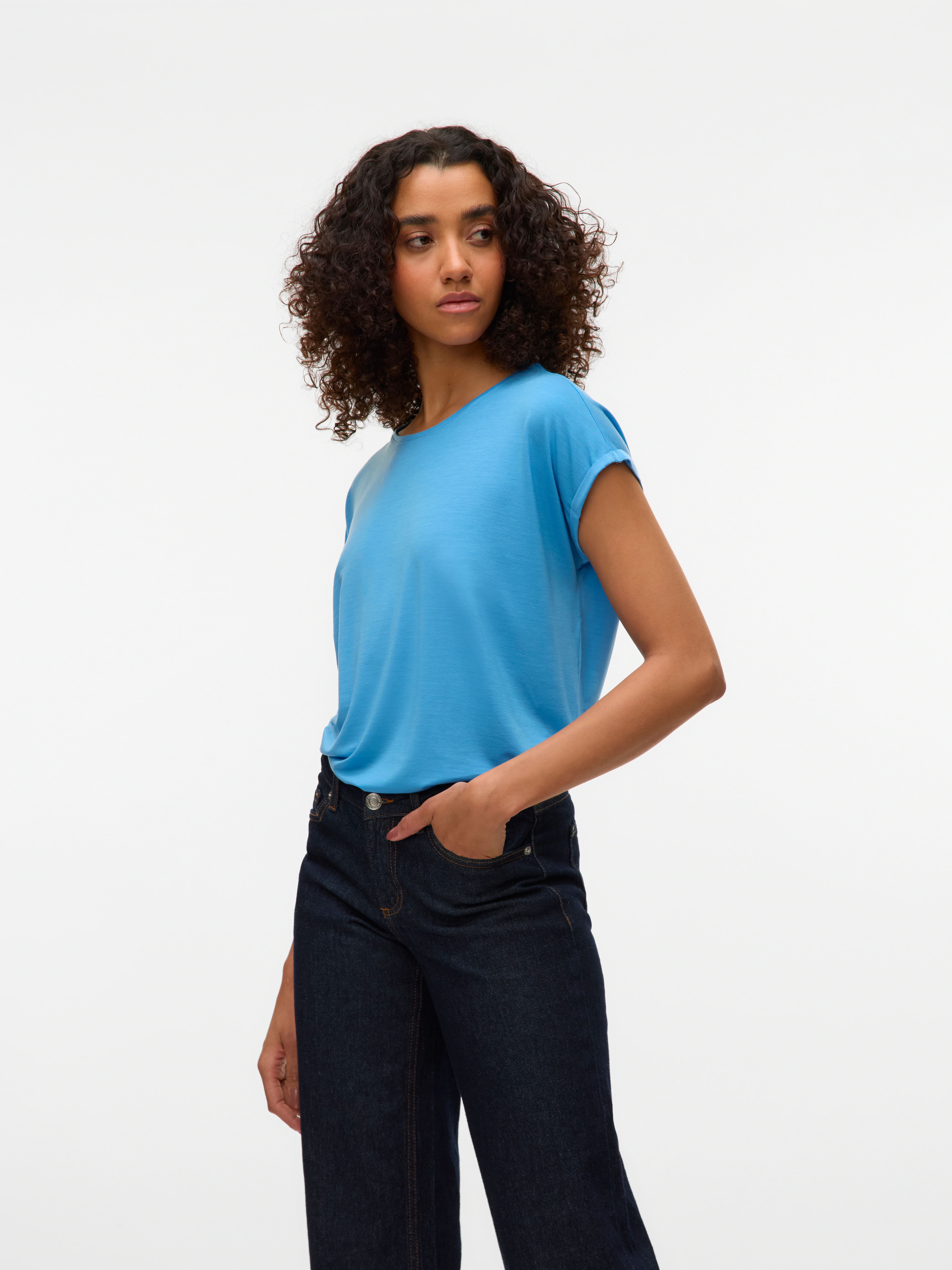 Vero Moda Rundhalsshirt "VMAVA PLAIN SS TOP GAJRS NOOS" günstig online kaufen