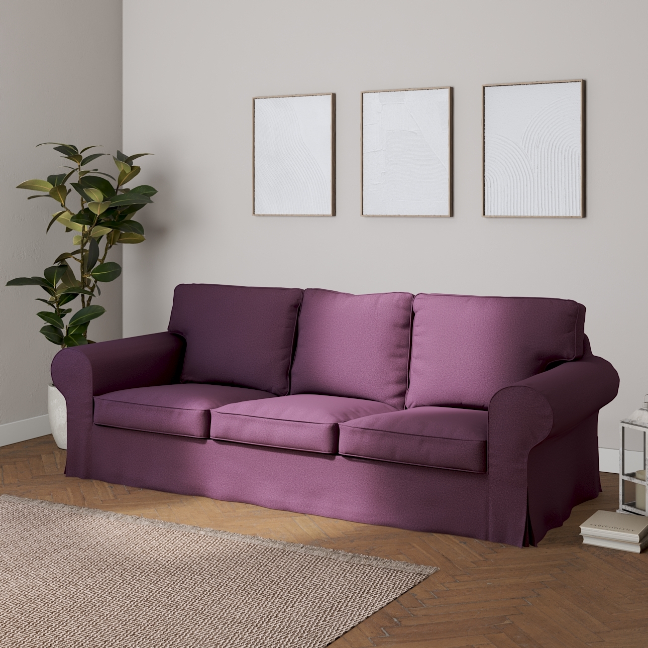 Bezug für Ektorp 3-Sitzer Sofa nicht ausklappbar, pflaume, Sofabezug für Ek günstig online kaufen