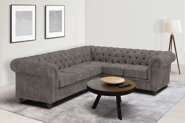 Home affaire Chesterfield-Sofa »Chesterfield Ecksofa, auch in Leder L-Form« günstig online kaufen