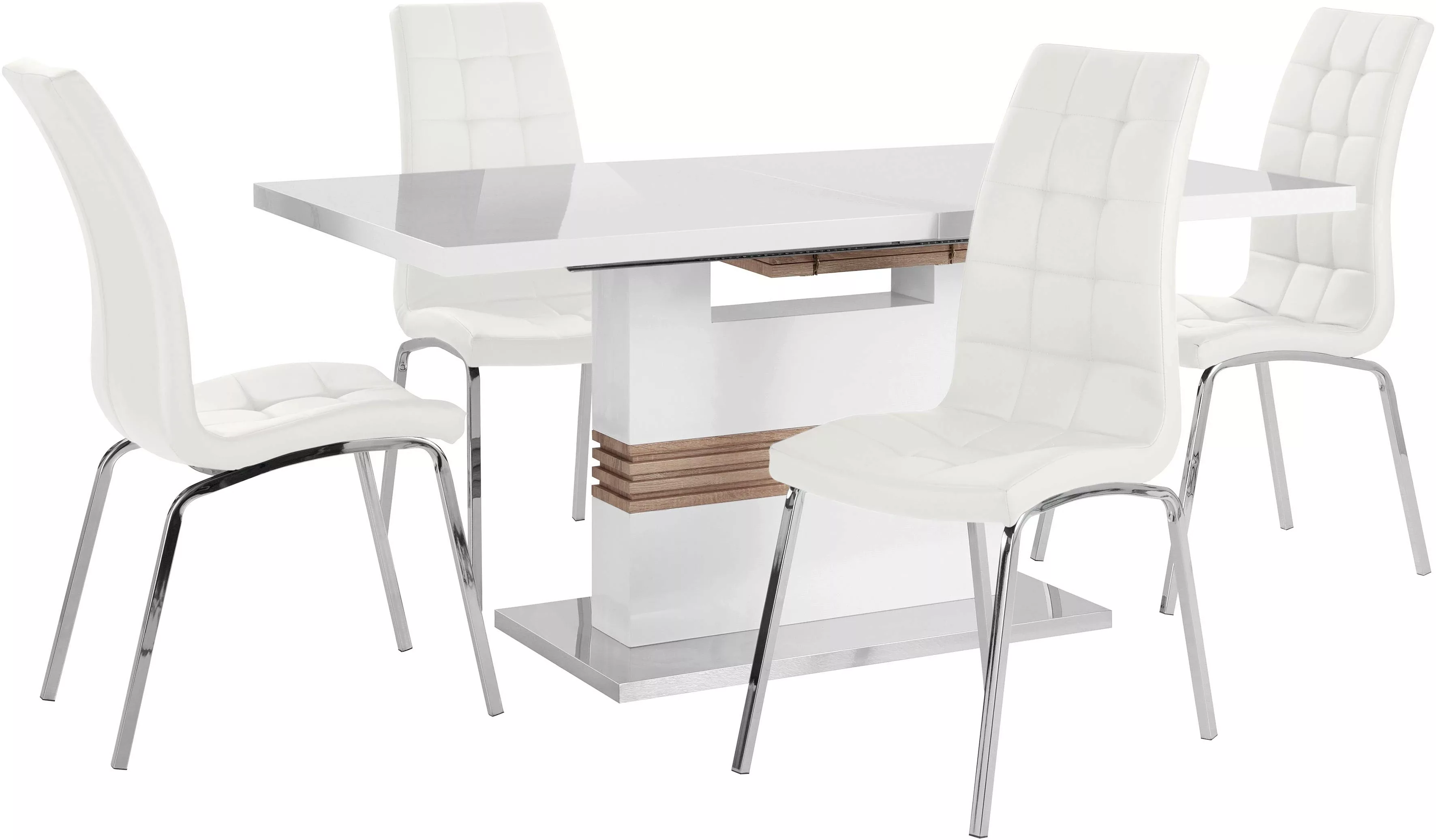 INOSIGN Essgruppe "Perez/Lila", (Set, 5 tlg.), mit 4 Stühlen, Tisch auszieh günstig online kaufen