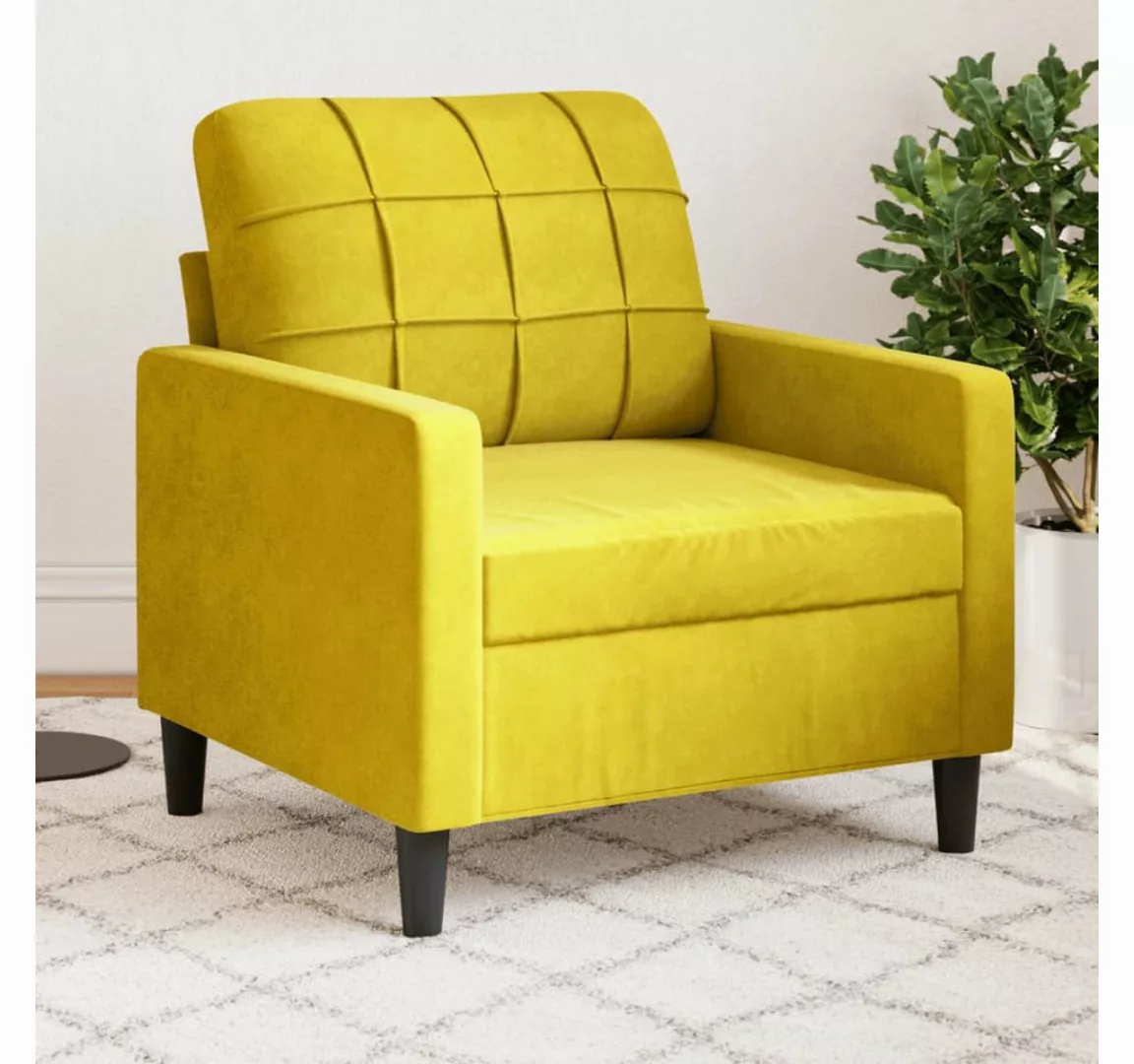 vidaXL Sofa Sofa/ 2-Sitzer/ 3-Sitzer Samt, 60 cm, Gelb günstig online kaufen