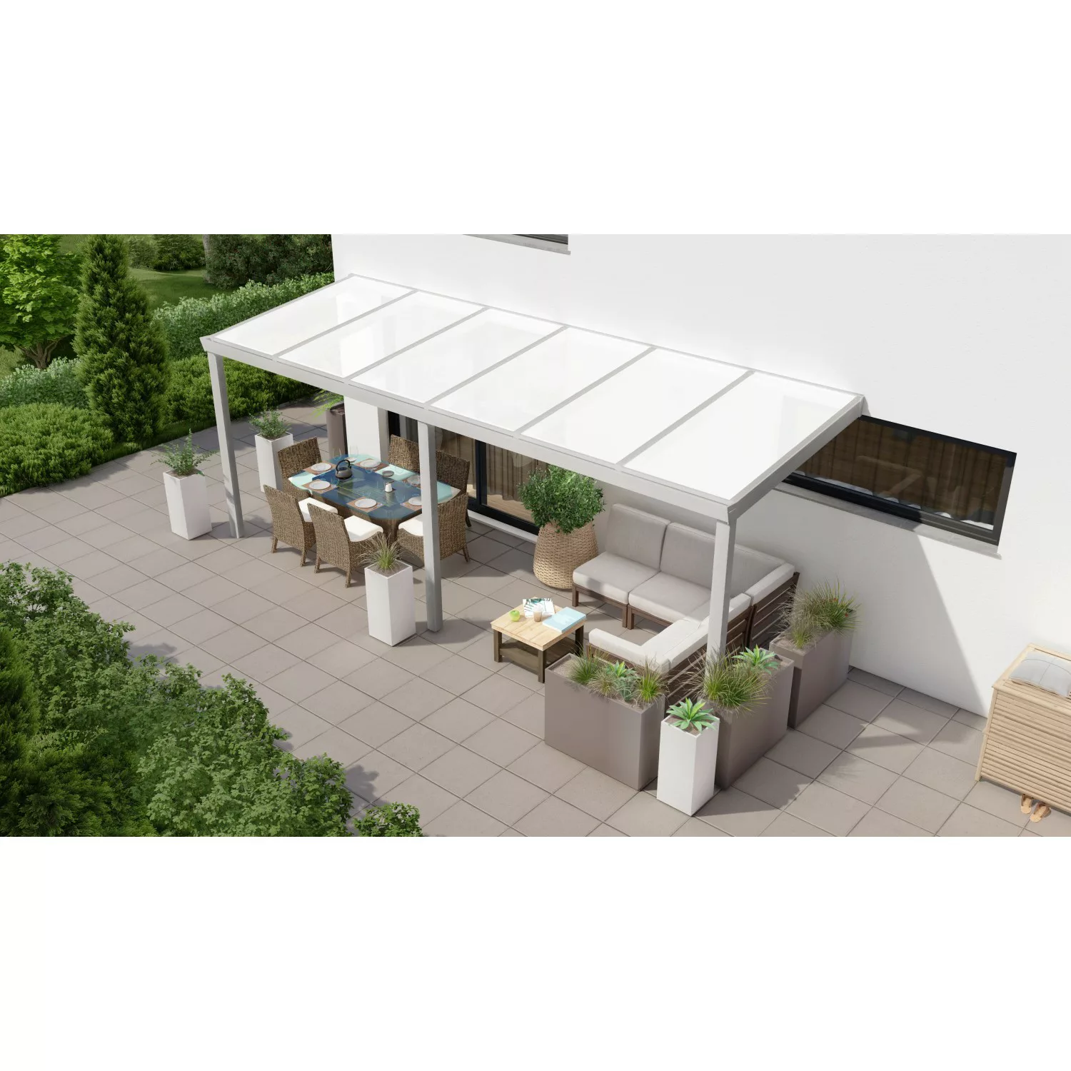 Terrassenüberdachung Professional 600 cm x 250 cm Grau Struktur PC Opal günstig online kaufen