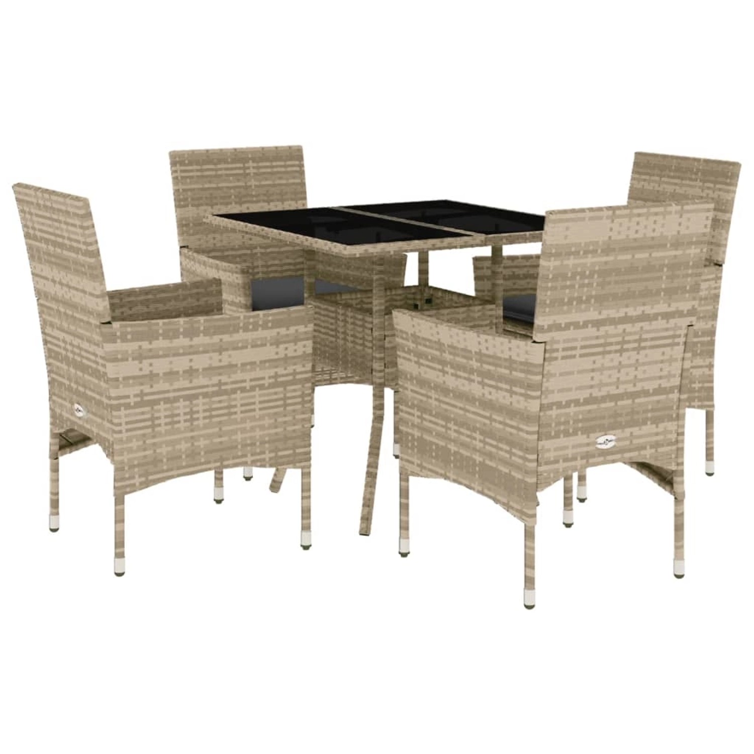 vidaXL 5-Tlg Garten-Essgruppe mit Kissen Hellgrau Poly Rattan Glas 3278612 günstig online kaufen
