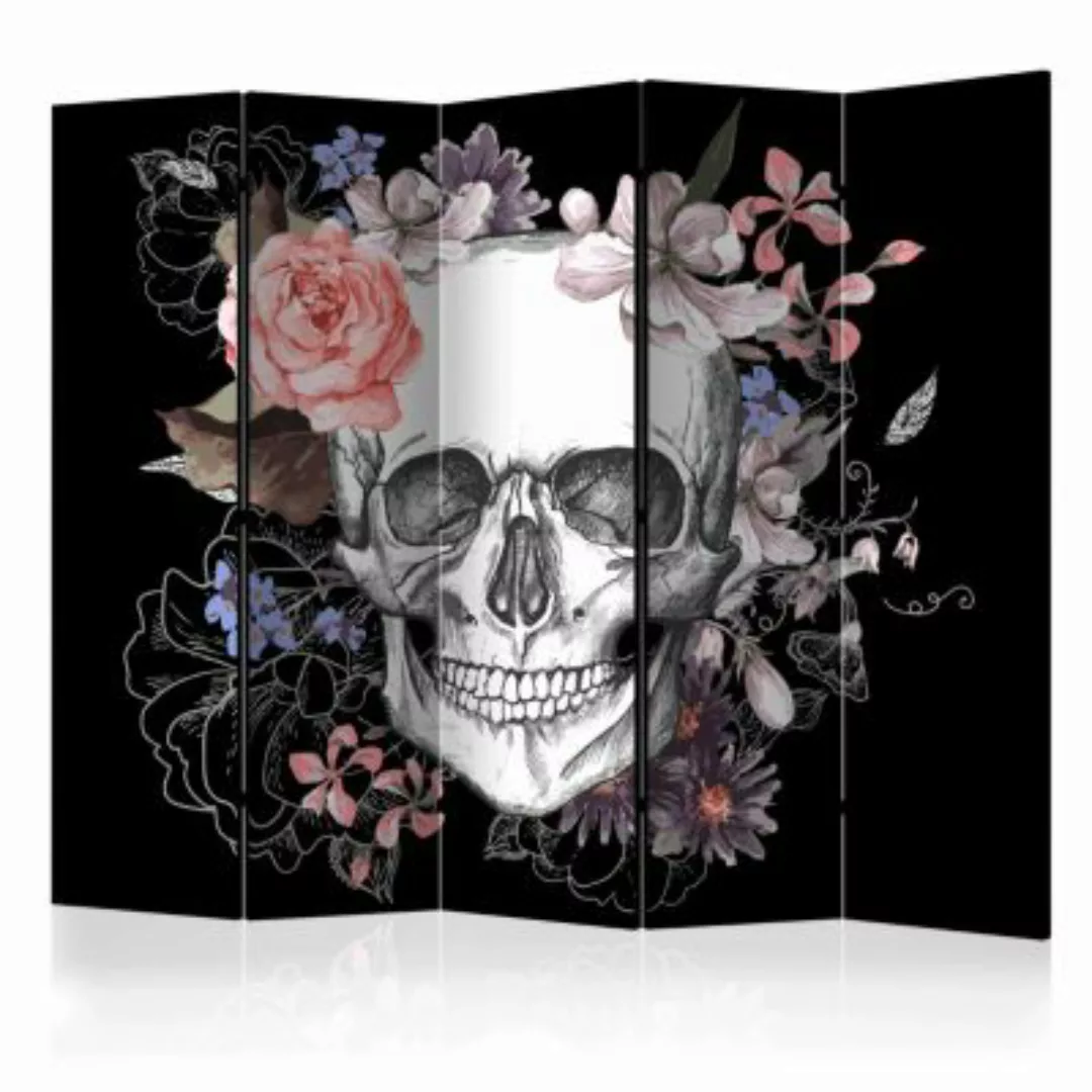 artgeist Paravent Skull and Flowers II [Room Dividers] mehrfarbig Gr. 225 x günstig online kaufen