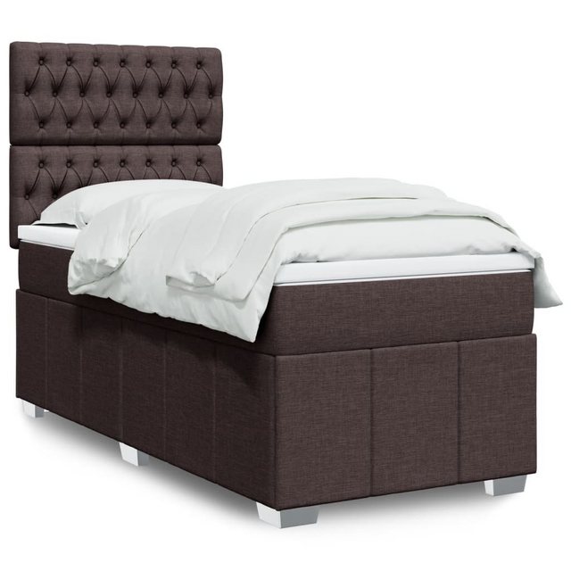 vidaXL Boxspringbett, Boxspringbett mit Matratze Dunkelbraun 90x190 cm Stof günstig online kaufen