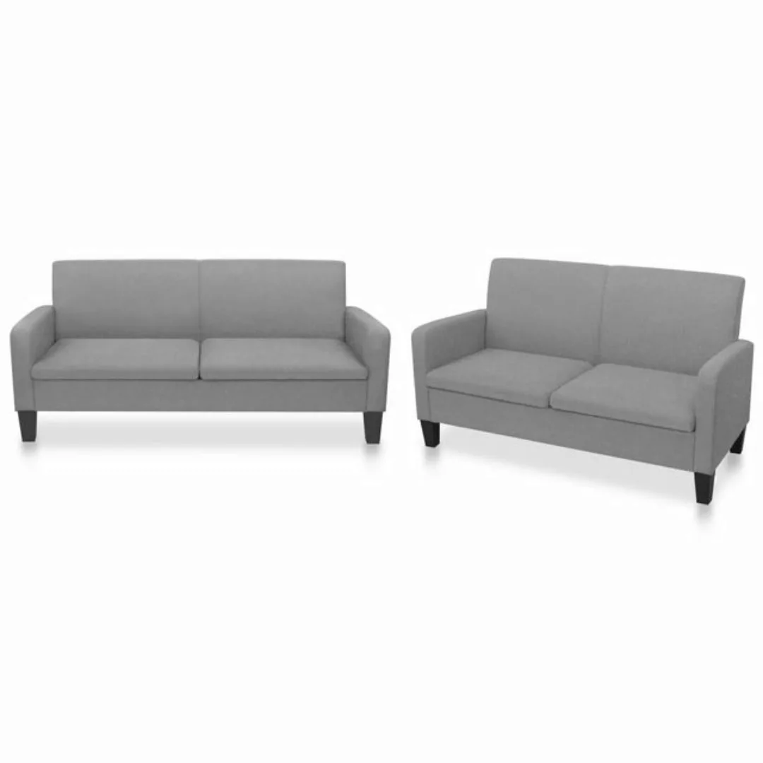 vidaXL Sofa 2-tlg. Sofagarnitur Stoff Hellgrau günstig online kaufen