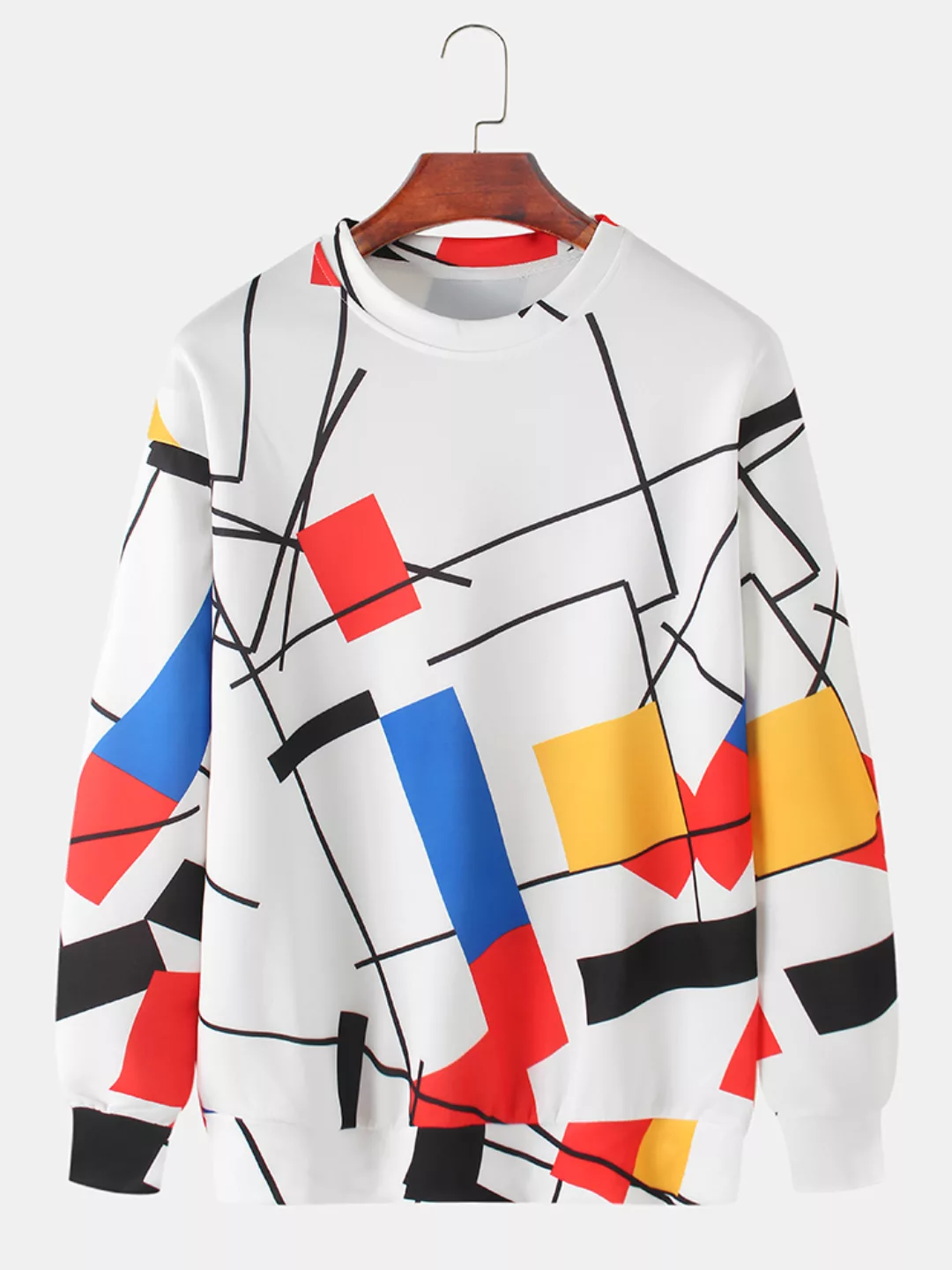 Herren Colorblock Line Print Relaxed Fit Tägliches Pullover-Sweatshirt mit günstig online kaufen