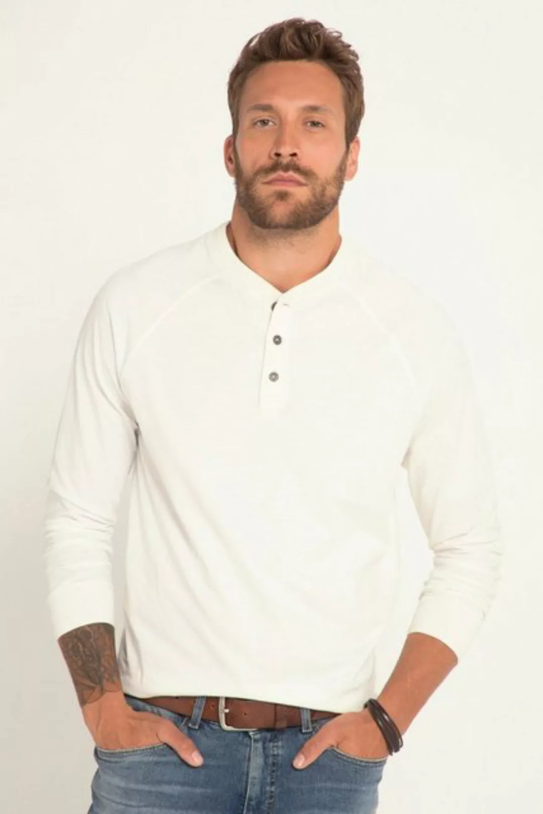 JP1880 T-Shirt Henley OEKO-TEX Langarm Flammjersey Rundhals günstig online kaufen