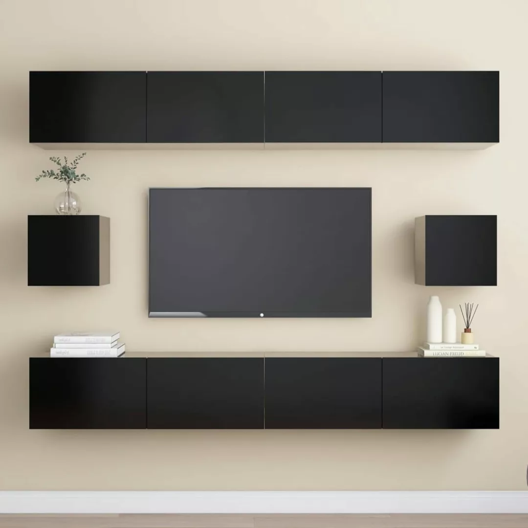 vidaXL Kleiderschrank 6-tlg TV-Schrank-Set Schwarz Spanplatte TV-Konsole fü günstig online kaufen