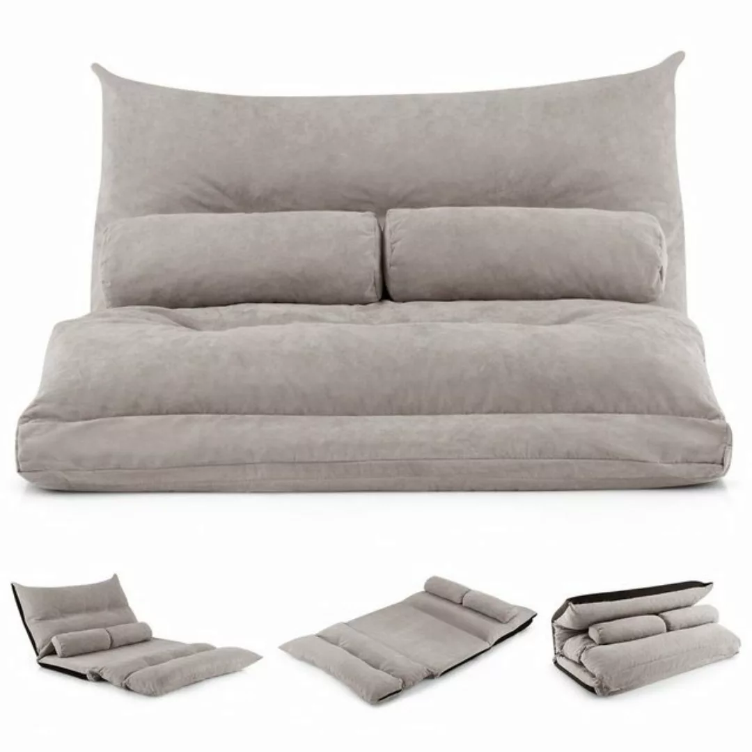 COSTWAY Sofa Bodensofa, verstellbare Rückenlehne, 3in1 Schlafsofa mit Kisse günstig online kaufen