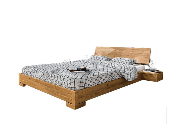 Natur24 Einzelbett Bett Bento 3 Sonderlänge 140x220 Wildeiche Holzkopfteil günstig online kaufen