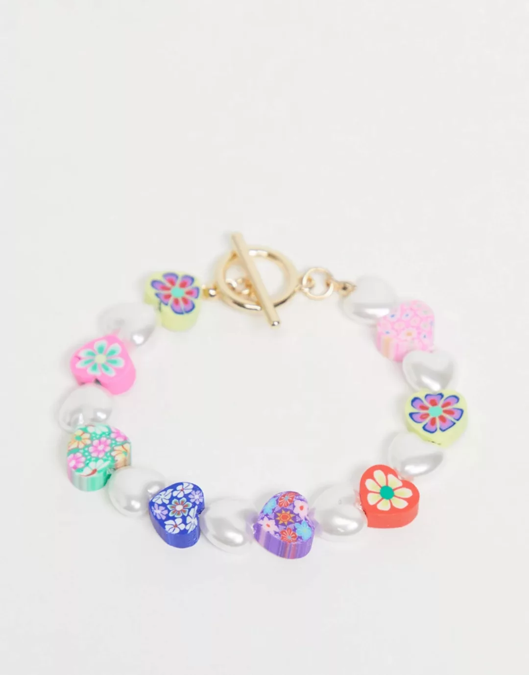 ASOS DESIGN – Armband mit Blumenperlen in verschiedenen Farben-Mehrfarbig günstig online kaufen