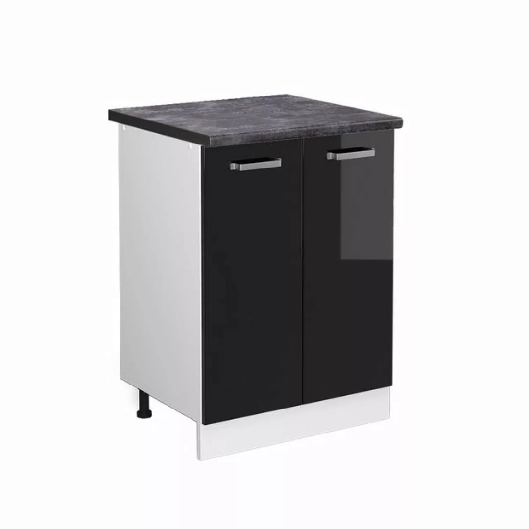 Vicco Unterschrank R-Line, Schwarz Hochglanz/Weiß, 60 cm, AP Anthrazit günstig online kaufen