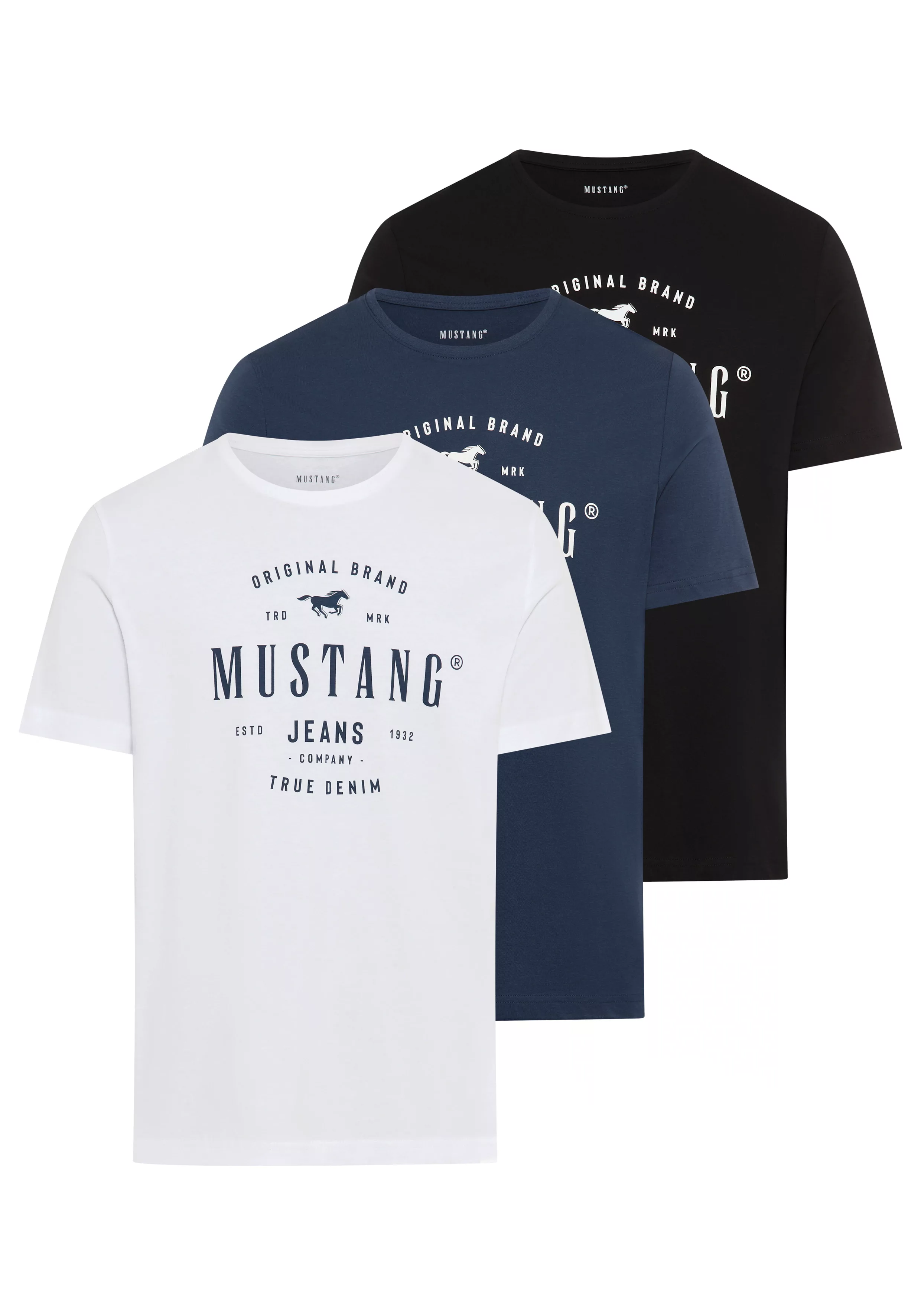 MUSTANG T-Shirt "Style Alex 3-Pack", (Packung, 3 tlg., 3er), mit plakativem günstig online kaufen