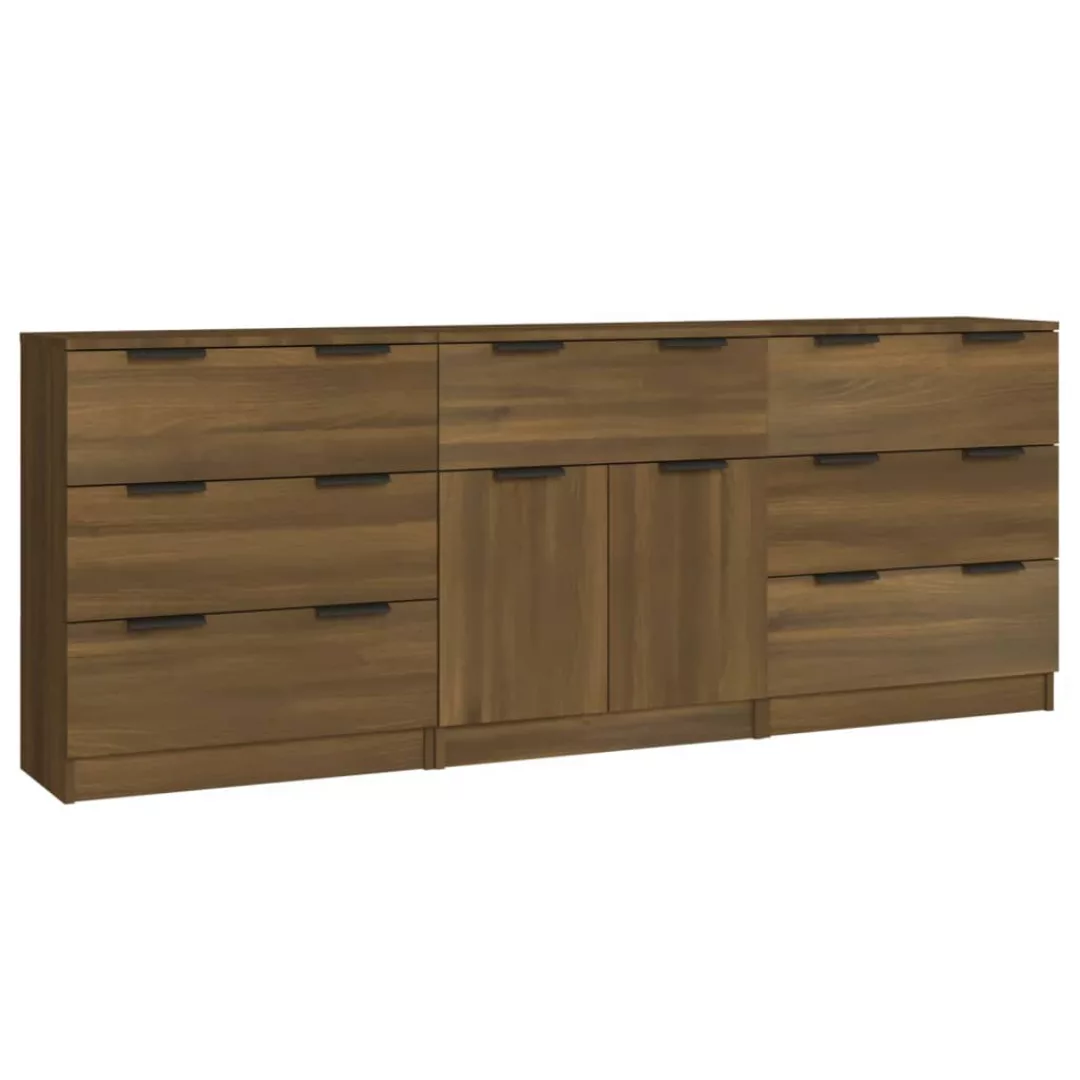 Vidaxl 3-tlg. Sideboard Braun Eiche-optik Holzwerkstoff günstig online kaufen