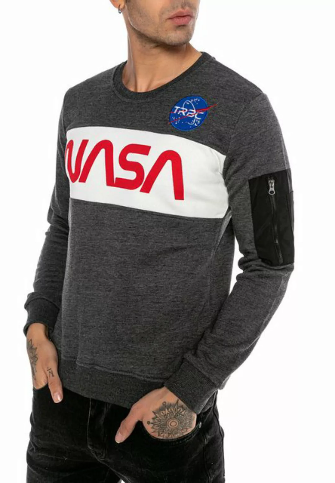 RedBridge Sweatshirt mit NASA Print Sportlicher Pullover im Astronauten-Loo günstig online kaufen