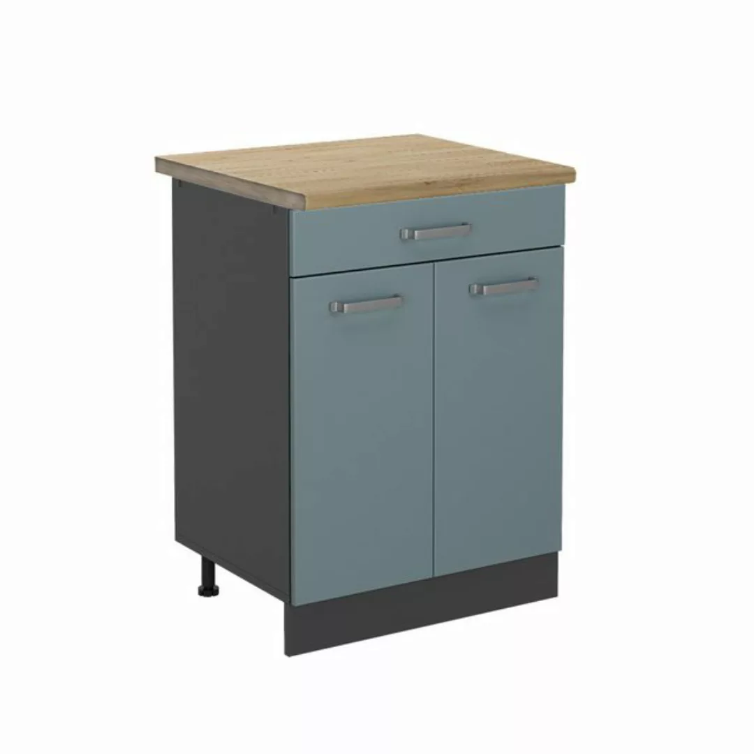 Vicco Unterschrank R-Line, Blau-Grau/Anthrazit, 60 cm, AP Eiche günstig online kaufen