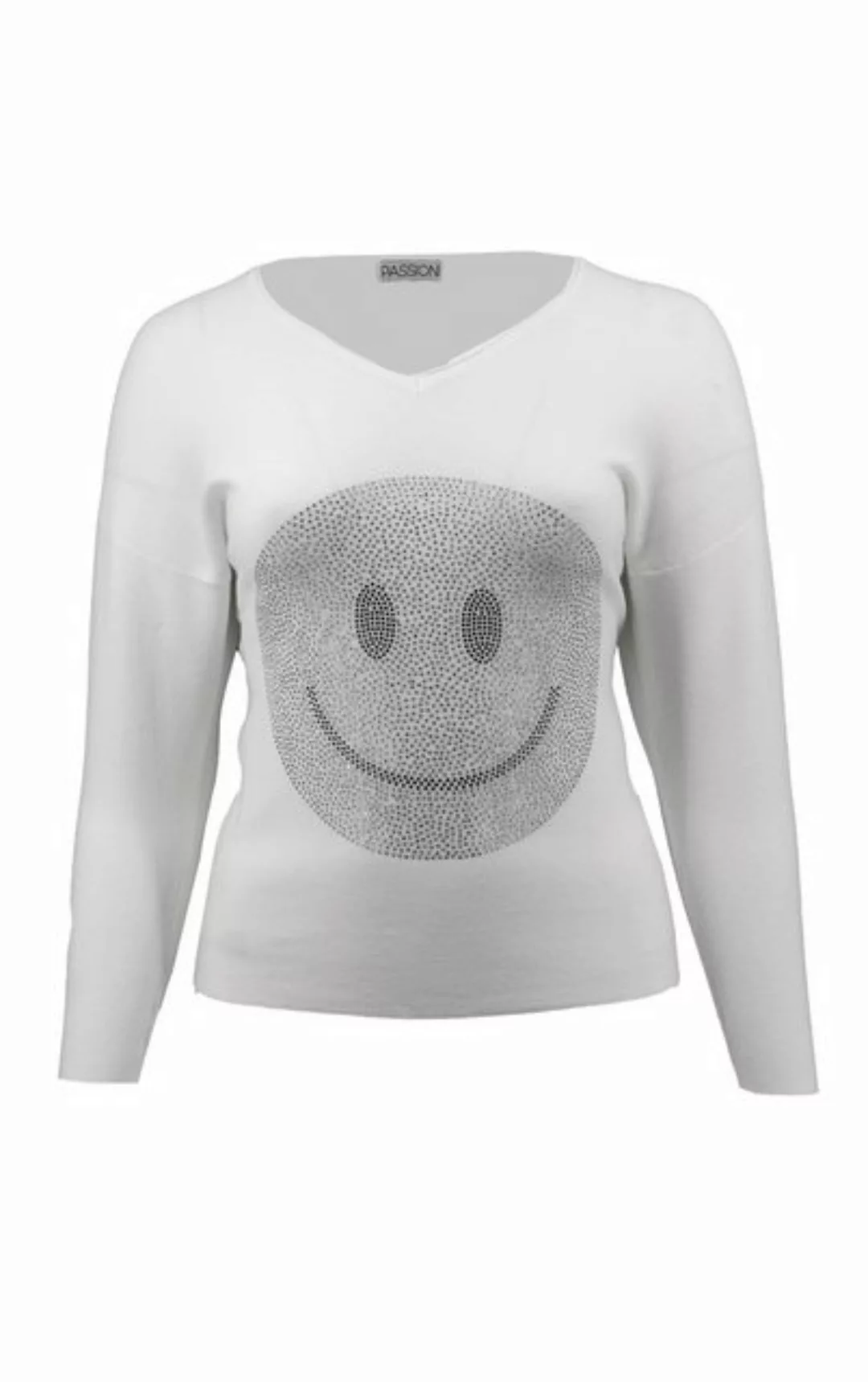 Passioni Strickpullover mit einem großen Strass-Smiley auf der Vorderseite günstig online kaufen