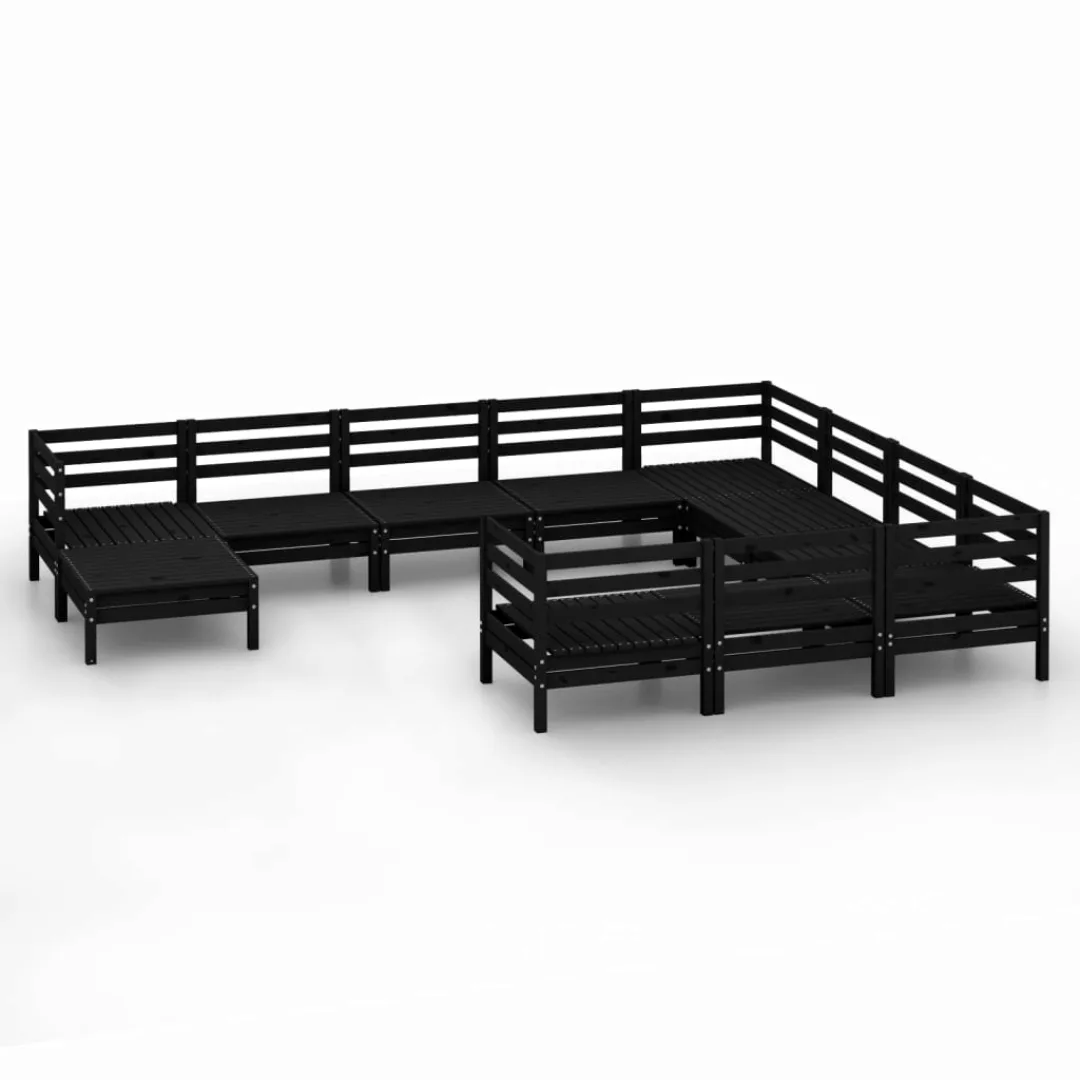 11-tlg. Garten-lounge-set Schwarz Massivholz Kiefer günstig online kaufen