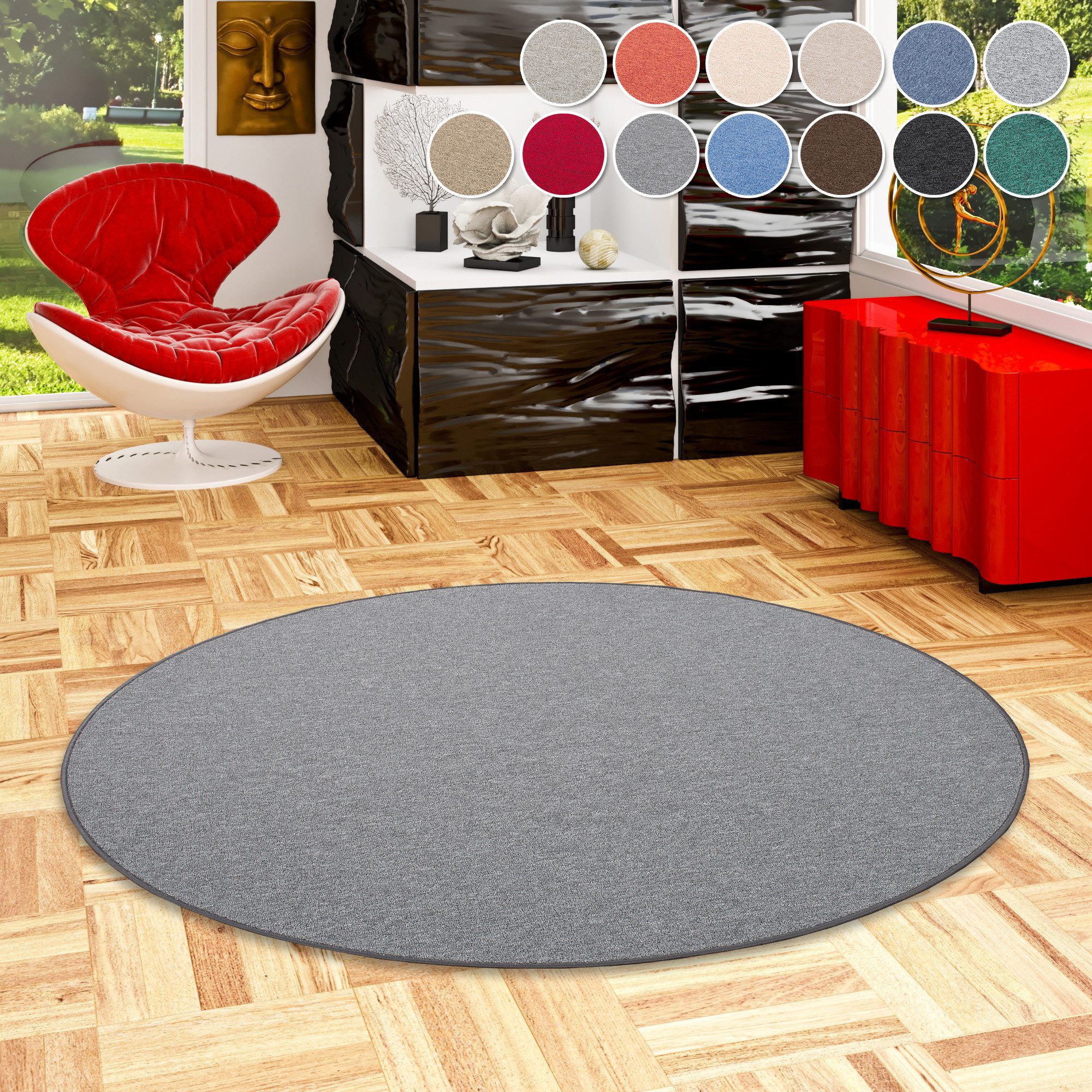 my home Teppich »Fortis, Schlinge, Made in Netherlands«, rund, 5 mm Höhe, U günstig online kaufen