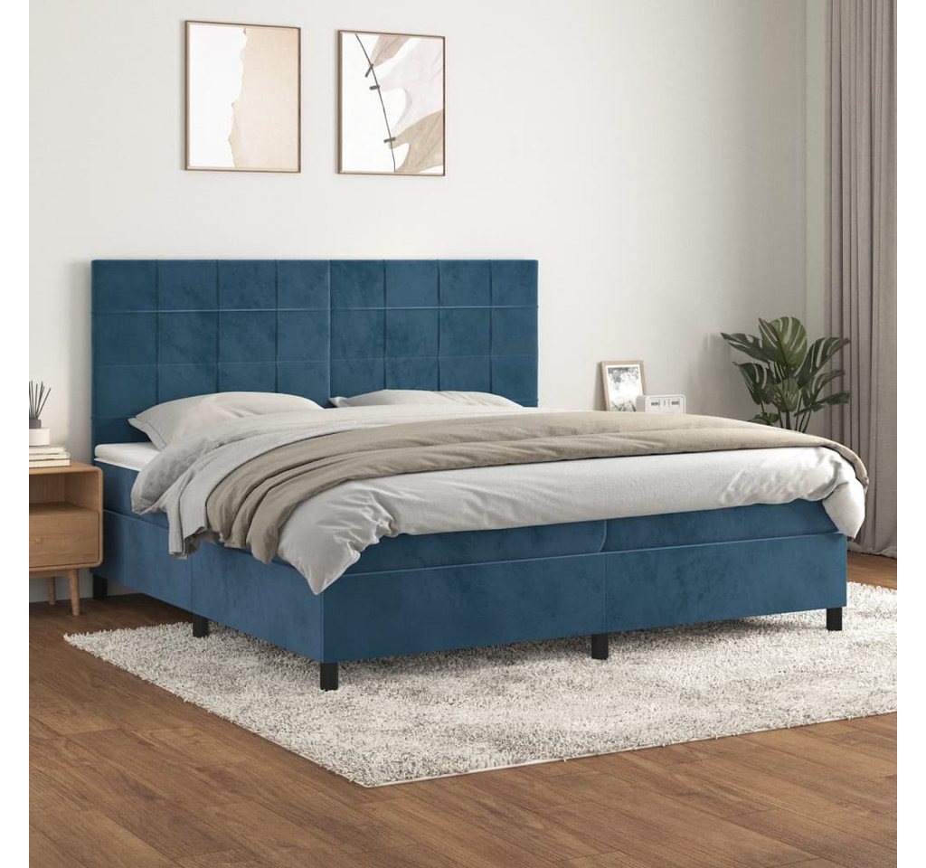 vidaXL Boxspringbett Boxspringbett mit Matratze Dunkelblau 200x200 cm Samt günstig online kaufen