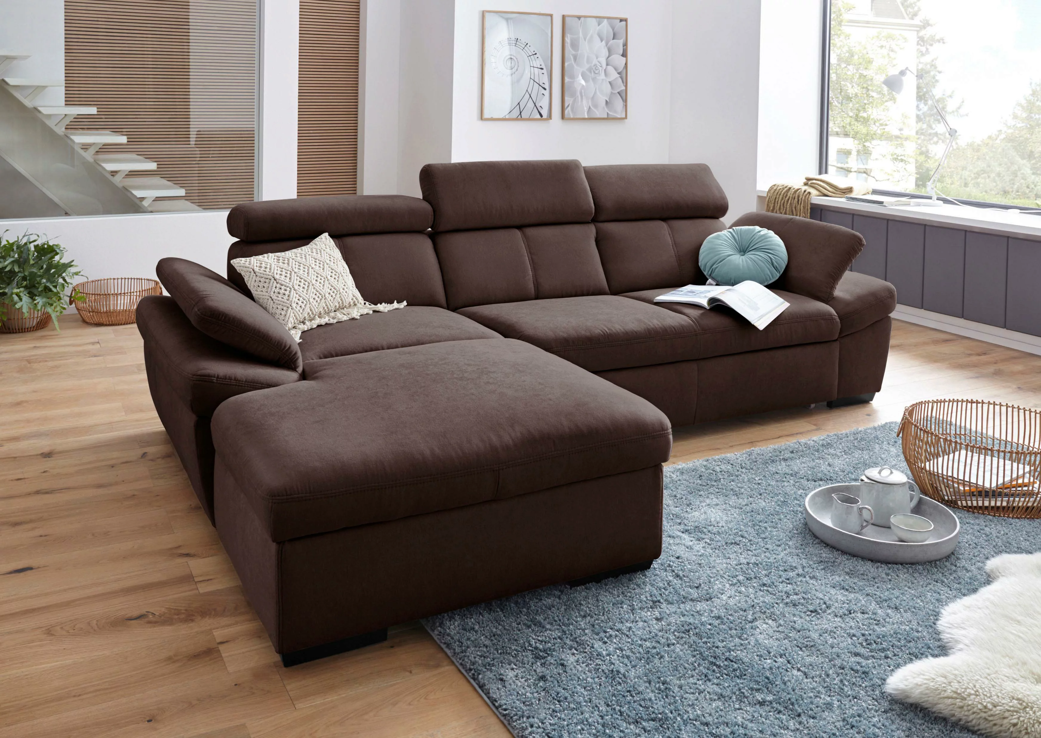 exxpo - sofa fashion Ecksofa "Salerno, L-Form", inkl. Kopf- und Armteilvers günstig online kaufen