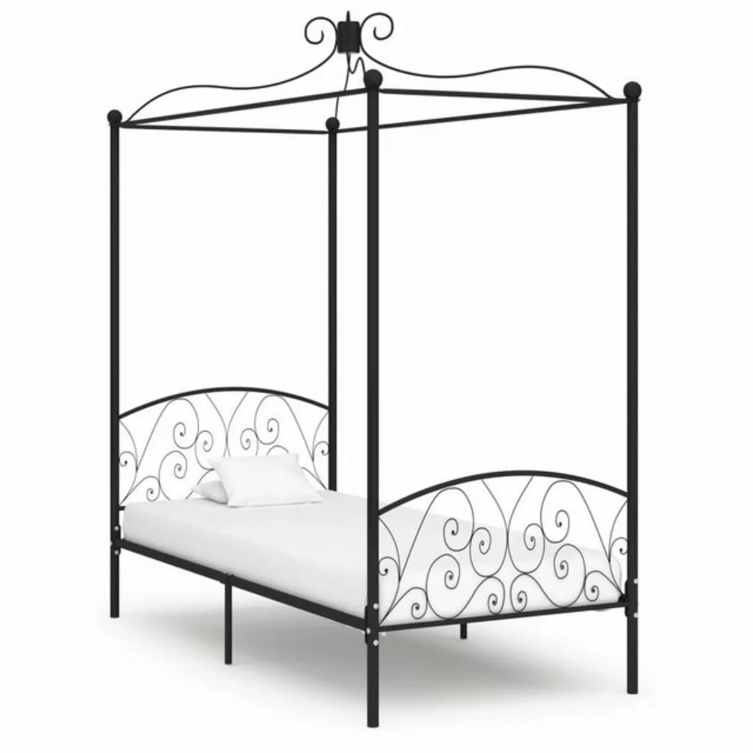 furnicato Bettgestell Himmelbett-Gestell Schwarz Metall 90 x 200 cm günstig online kaufen