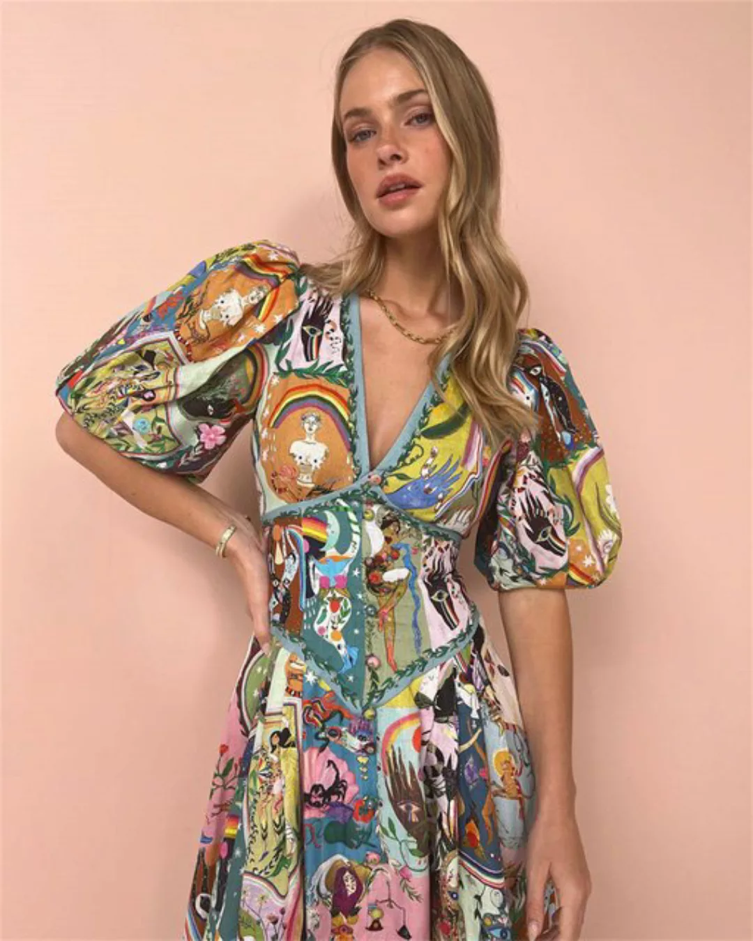 RUZU UG Dirndl Kleid mit lässigem, temperamentvollem, bedrucktem Pullover m günstig online kaufen