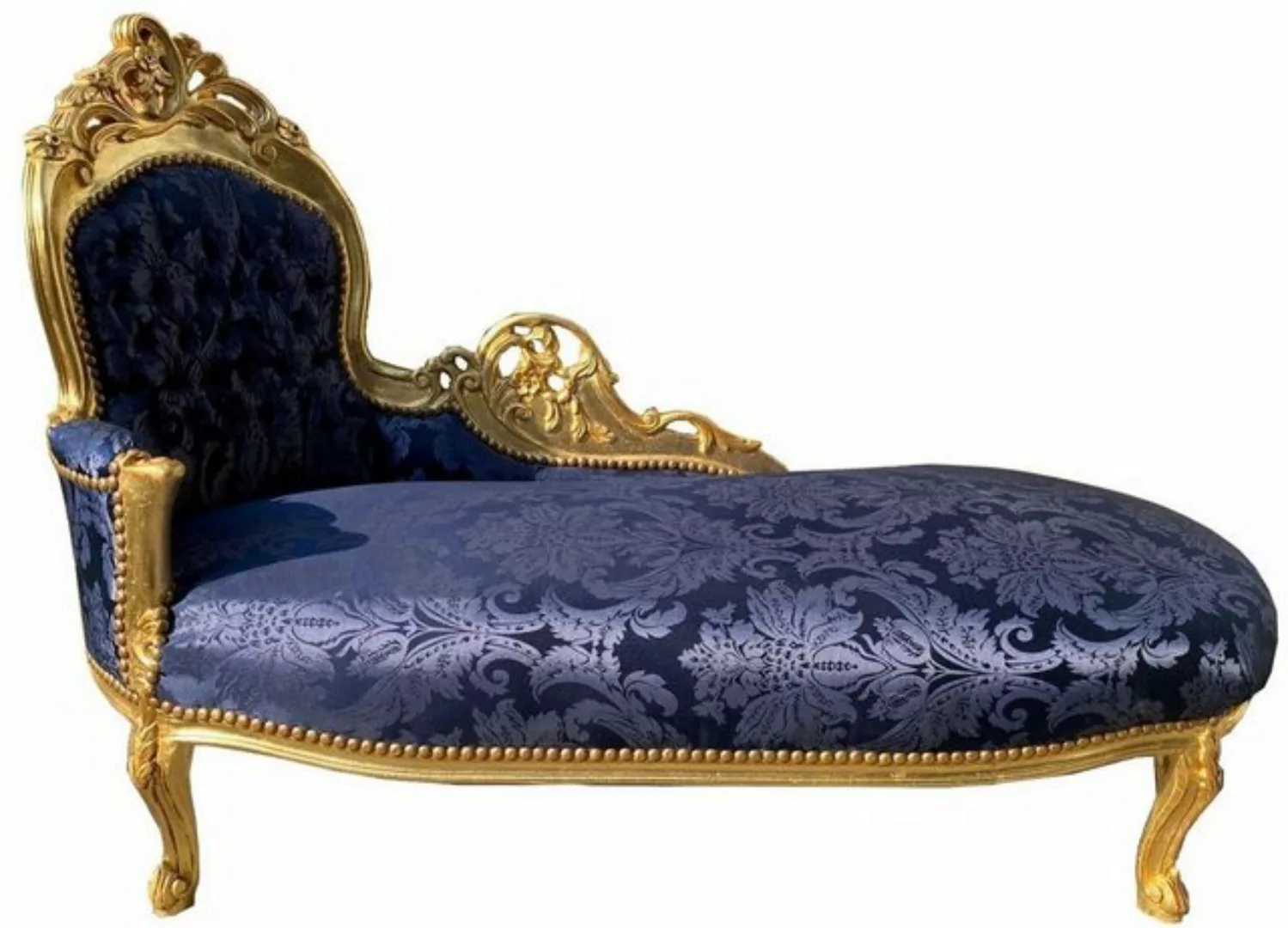 Casa Padrino Chaiselongue Barock Chaiselongue Linke Seite Blau / Gold - Han günstig online kaufen