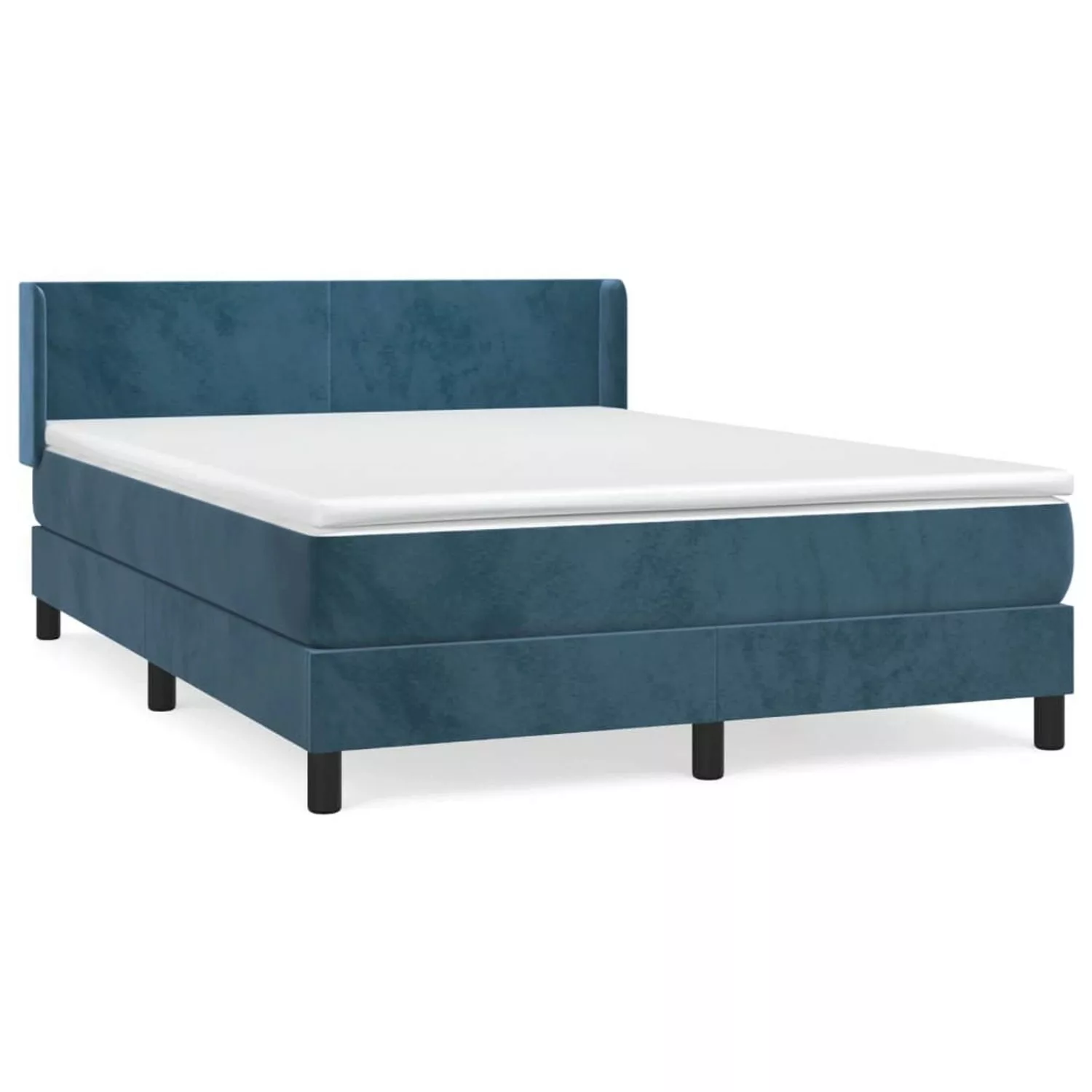 vidaXL Boxspringbett mit Matratze Dunkelblau 140x200 cm Samt1376576 günstig online kaufen