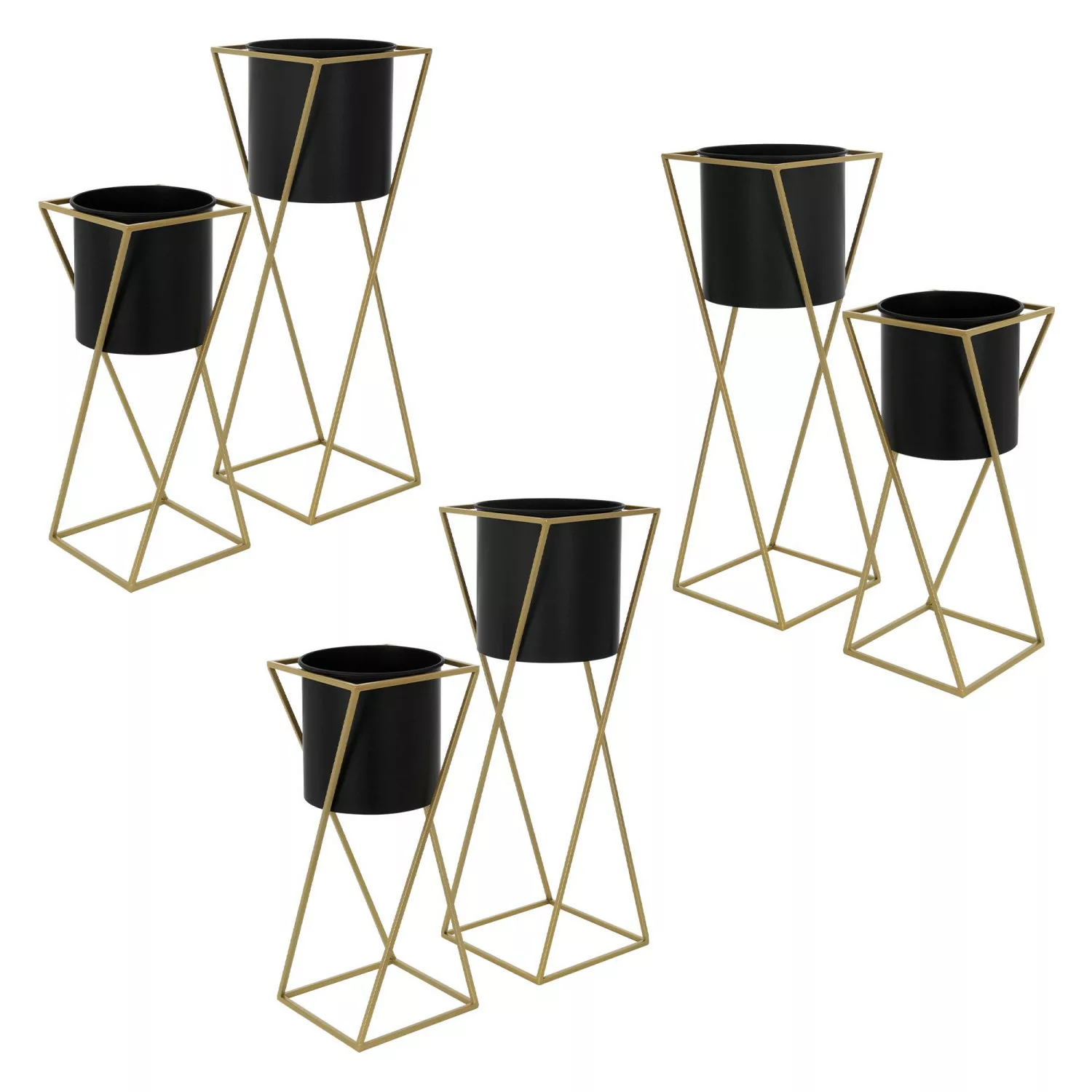 ML-Design Blumenständer 6Er Set Schwarz-Gold 21x21x51 cm 24x24x70,5 cm aus günstig online kaufen