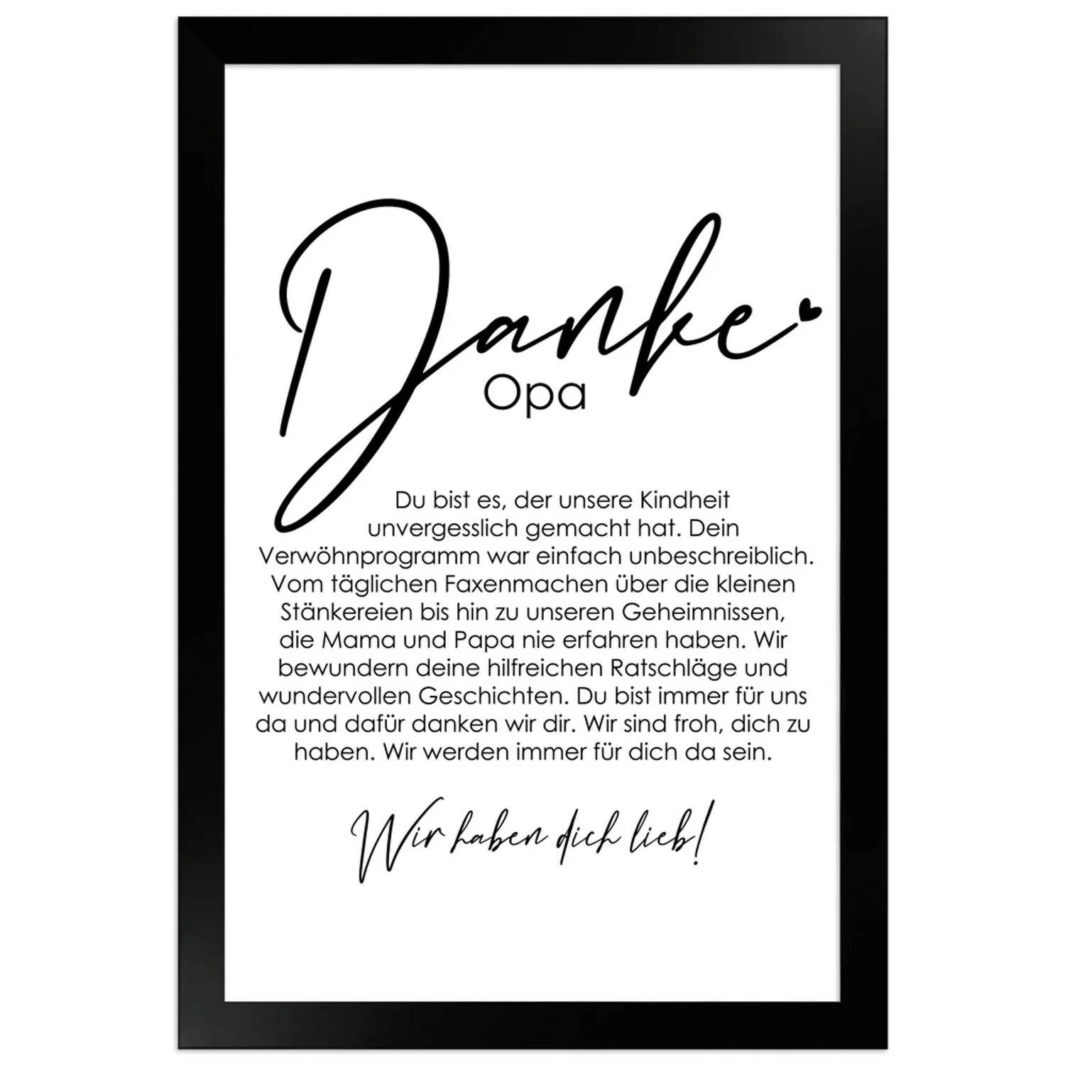 WANDStyle Gerahmtes Poster Danke Opa 20 x 30 cm Geschenkidee für Mehrere Pe günstig online kaufen