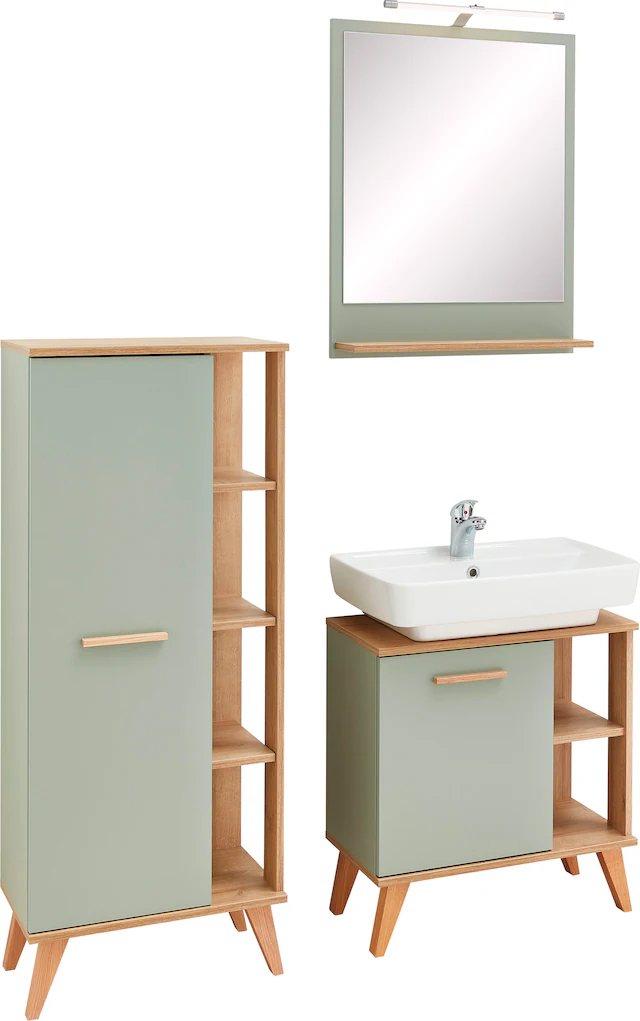 Saphir Badmöbel-Set "Quickset 3-teilig, Waschbeckenunterschrank mit LED-Spi günstig online kaufen