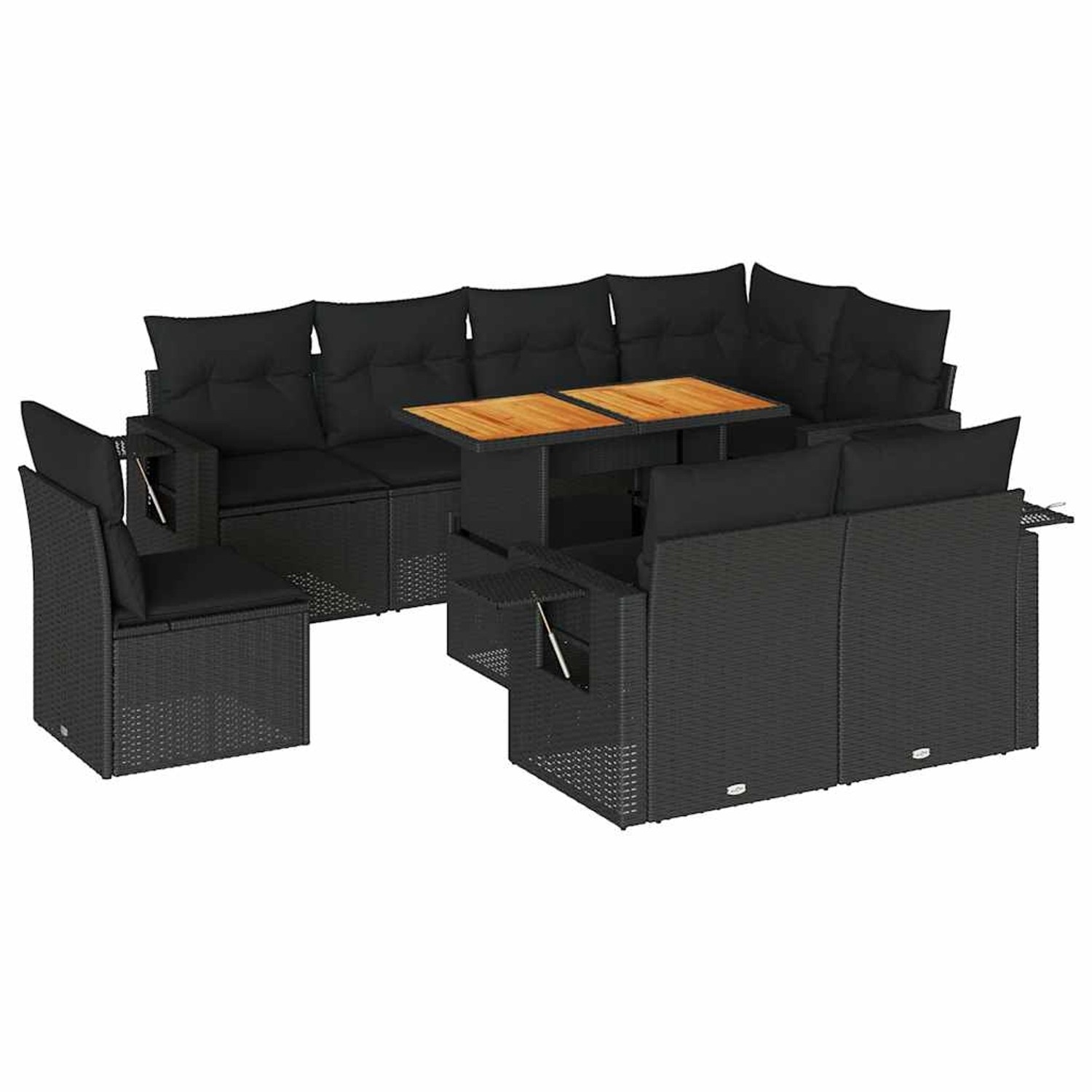 vidaXL 9-Tlg Garten-Sofagarnitur mit Kissen Schwarz Poly Rattan 3327163 günstig online kaufen