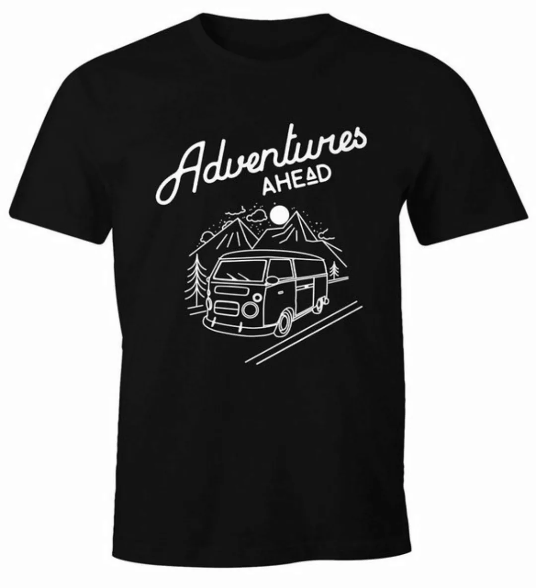 MoonWorks Print-Shirt Herren T-Shirt Bus Retro Abenteuer Adventures Ahead m günstig online kaufen