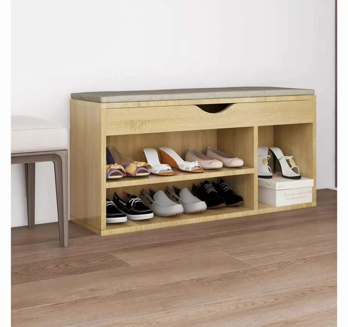 Schuhbank Mit Kissen Sonoma-eiche 104x30x49 Cm Spanplatte günstig online kaufen