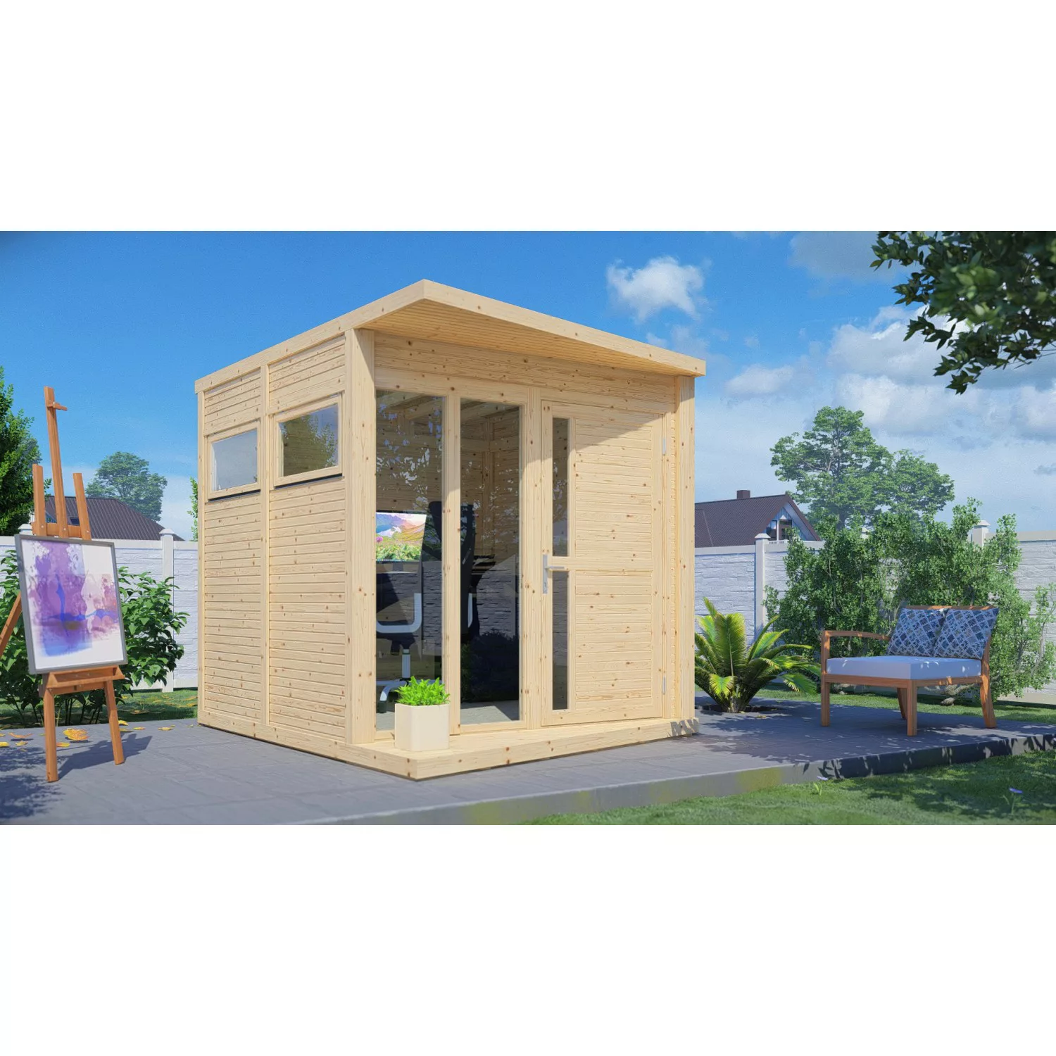 Bertilo Gartenhaus/Gerätehaus Concept Office 297 cm x 234 cm Natur FSC® günstig online kaufen