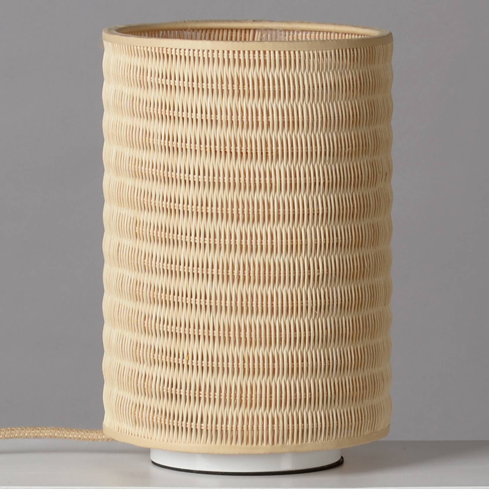 Tischleuchte Vlechtwerk in Zylinderform aus Rattan günstig online kaufen