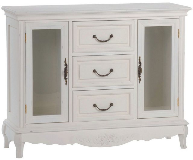 elbmöbel Vitrine Kommode Sideboard weiß HOLZ Wandschrank: Vitrine 95x76x30 günstig online kaufen