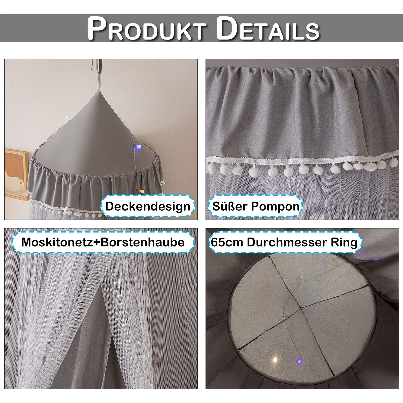 Sunicol Moskitonetz Doppelschicht Moskitonetz, Bett Baldachin, günstig online kaufen