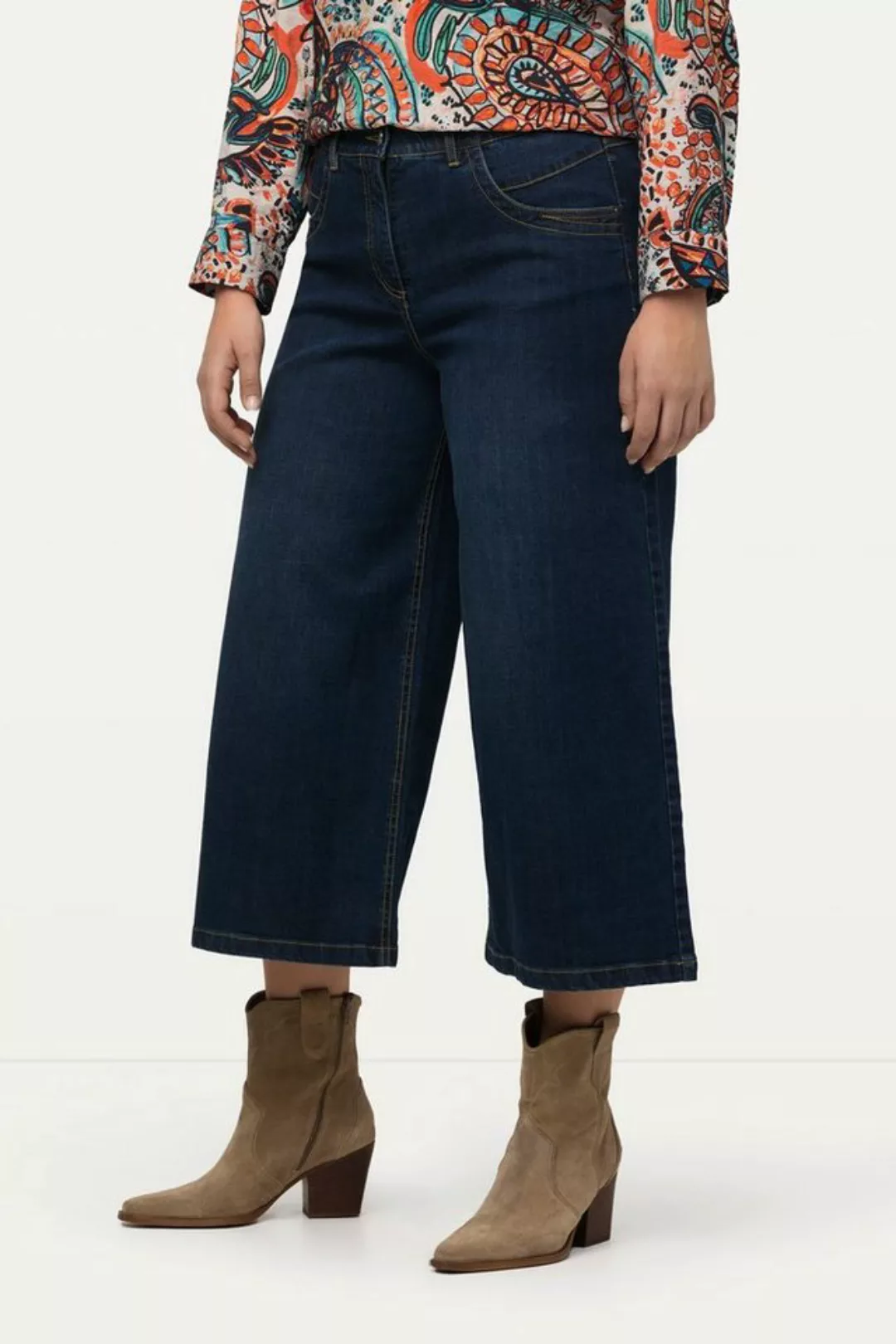 Ulla Popken Regular-fit-Jeans Jeans-Culotte Mary weites Bein Komfortbund günstig online kaufen