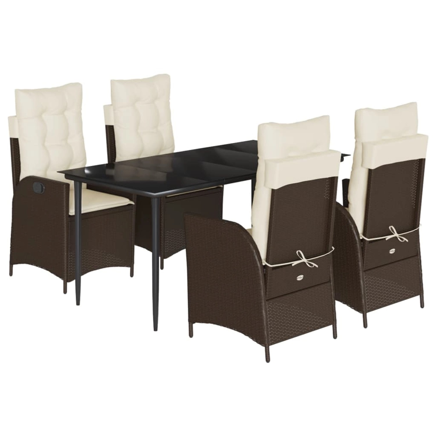 vidaXL 5-Tlg Garten-Essgruppe mit Kissen Braun Poly Rattan 3213198 günstig online kaufen