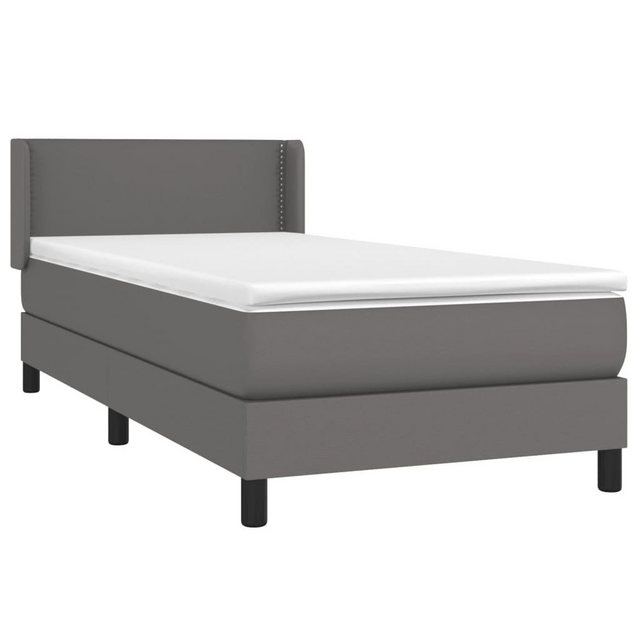 vidaXL Bett Boxspringbett mit Matratze Grau 90x200 cm Kunstleder günstig online kaufen