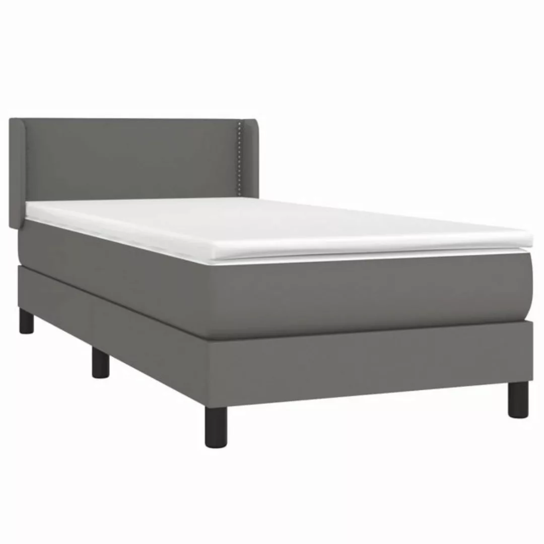 vidaXL Bett Boxspringbett mit Matratze Grau 80x200 cm Kunstleder günstig online kaufen