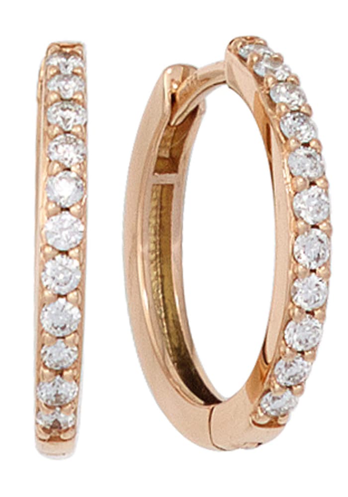 JOBO Paar Creolen "Schmale Ohrringe 16 mm mit 22 Diamanten", 585 Roségold günstig online kaufen