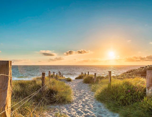 living walls Fototapete »Strand Dünen Sonnenuntergang«, Motiv-abstrakt-natu günstig online kaufen