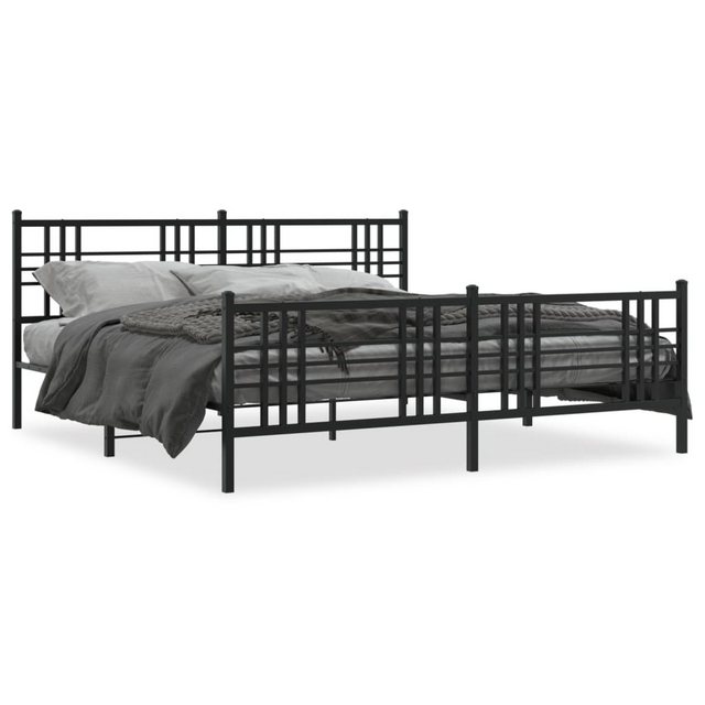 vidaXL Bett Bettgestell mit Kopf- und Fußteil Metall Schwarz 193x203 cm günstig online kaufen